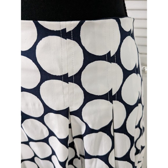NWOT Boden sz 14R Pleated Large Polka Dot Lined Navy White Skirt 2 Pockets Midi - Picture 2 of 10